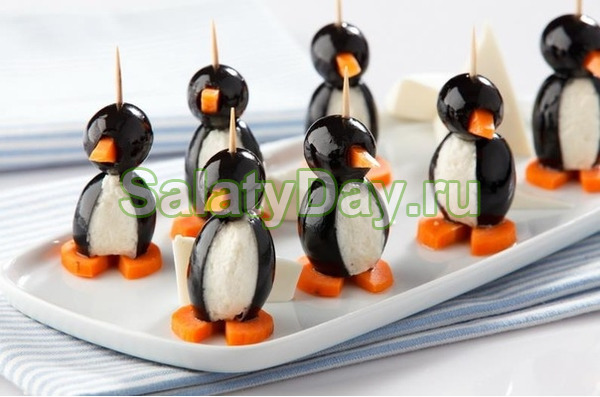 «Пингвины» из оливок